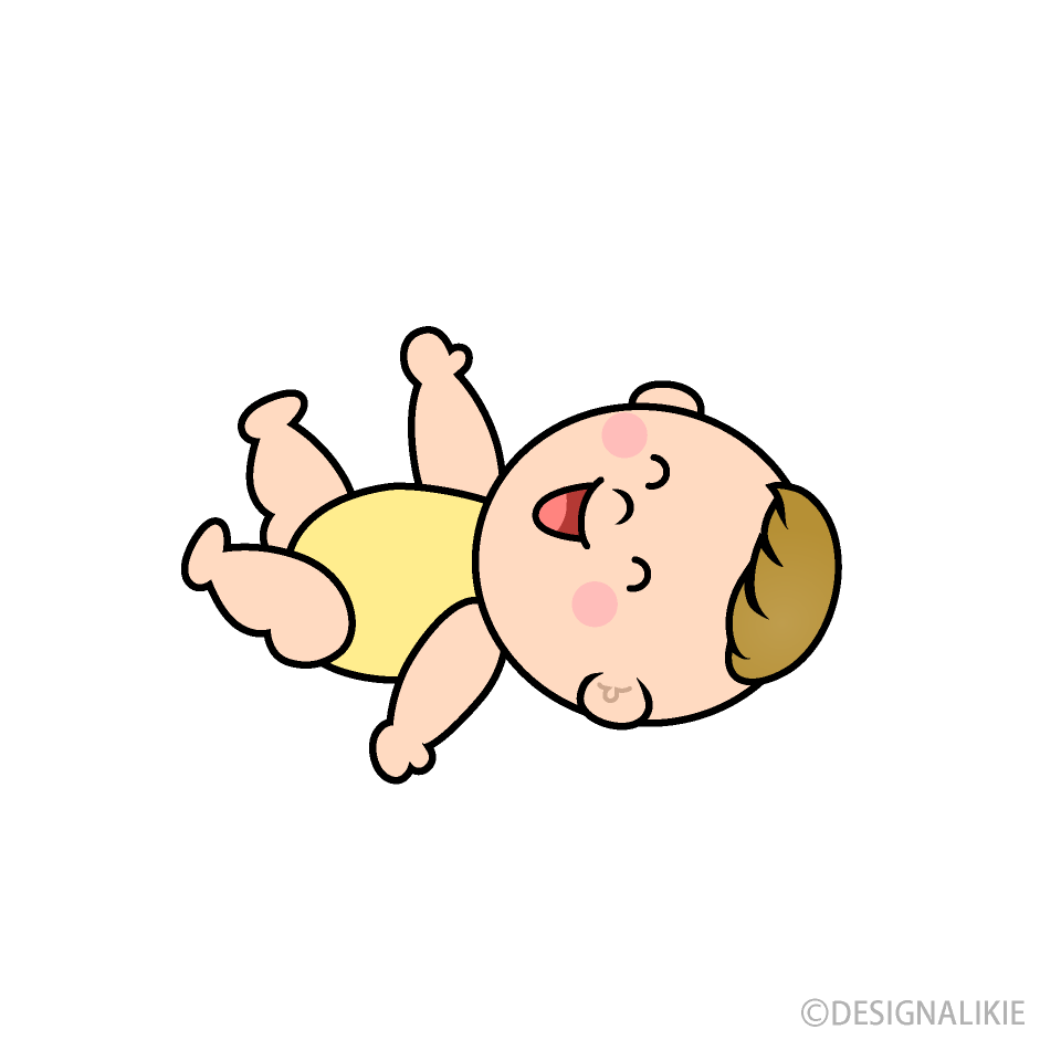 寝転んではしゃぐ赤ちゃんキャラ