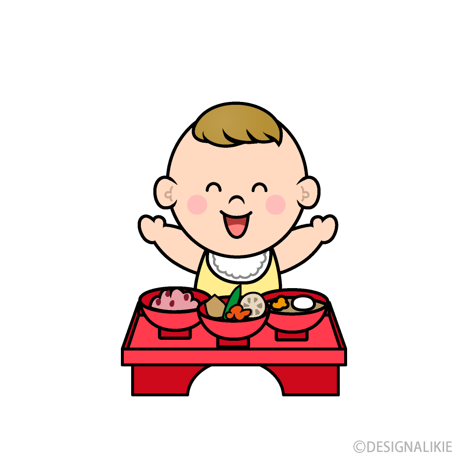 百日祝いのお食い初めの赤ちゃんキャラ