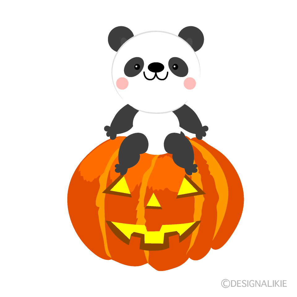 パンダとハロウィンかぼちゃ