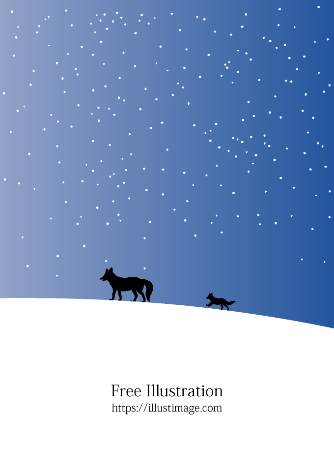 雪原を歩くキツネ親子の背景画像