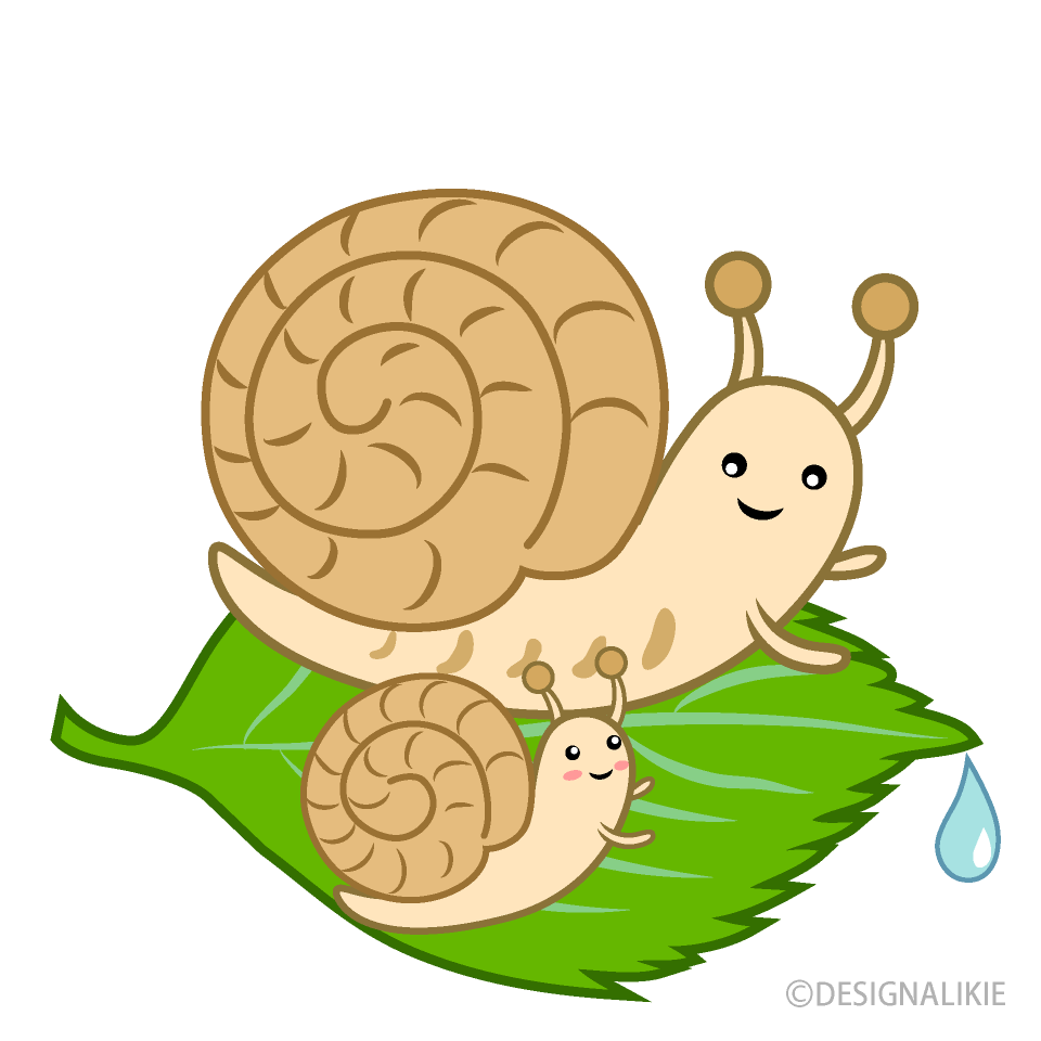 可愛いかたつむり親子