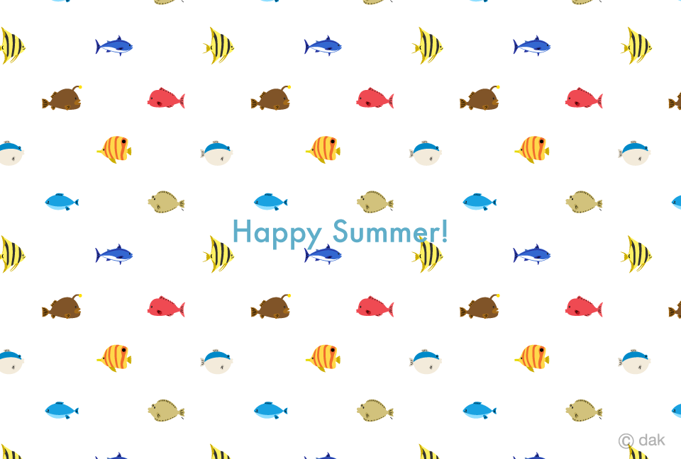 かわいい魚パターンの暑中見舞い