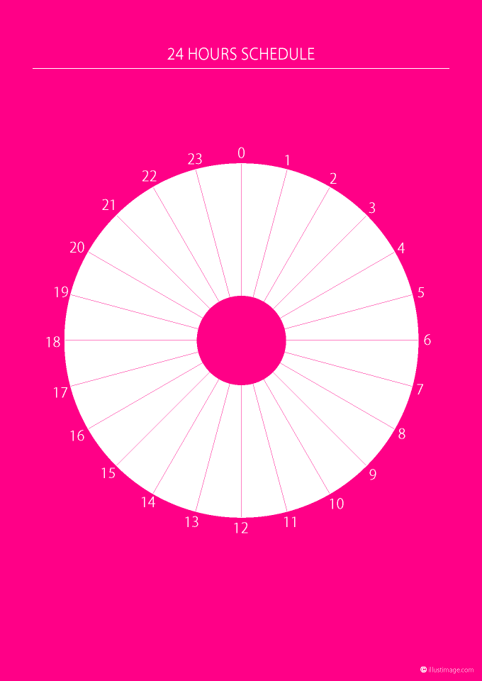 ピンクの24時間円グラフ
