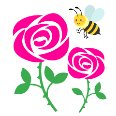 可愛いハチとバラ