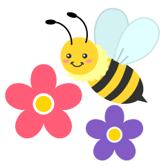 かわいいミツバチと野花