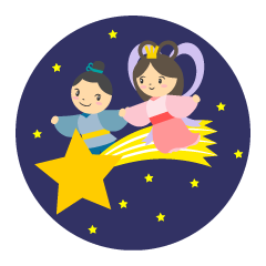 夜空の流星と織姫彦星