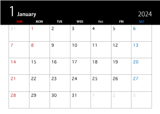 2022年1月の黒カレンダー