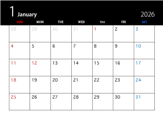 2024年1月の黒カレンダー