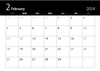 2024年2月の黒カレンダー