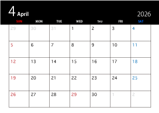 2024年4月の黒カレンダー