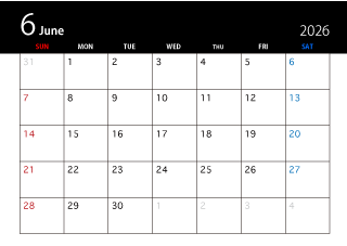 2024年6月の黒カレンダー