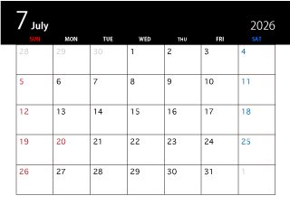 2024年7月の黒カレンダー