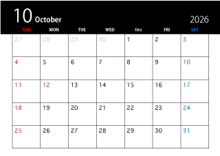 2024年10月の黒カレンダー