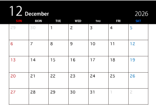 2024年12月の黒カレンダー