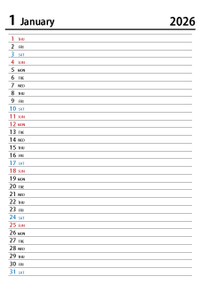 2024年1月スケジュールカレンダー