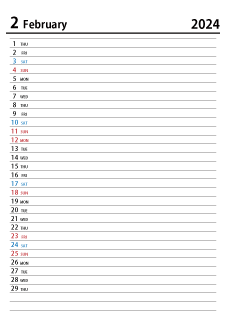 2022年2月スケジュールカレンダー