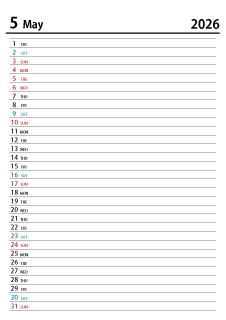 2024年5月スケジュールカレンダー