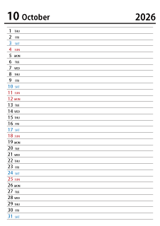 2024年10月スケジュールカレンダー