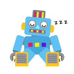 寝るロボットキャラ