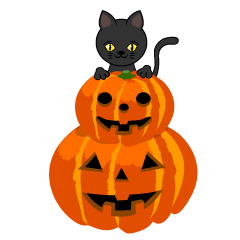 顔を出すハロウィンの黒猫