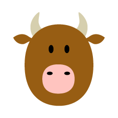 丸い赤牛の顔