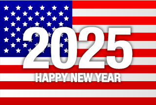 アメリカ国旗のHAPPY NEW YEAR 2024