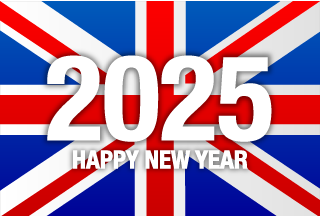 イギリス国旗のHAPPY NEW YEAR 2024