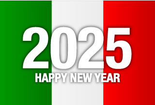 イタリア国旗のHAPPY NEW YEAR 2024