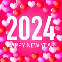 ハート風船のHAPPY NEW YEAR 2022カード