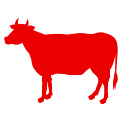 赤色の牛シルエット