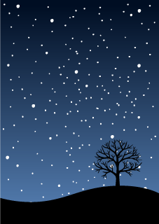 夜の丘に降る雪