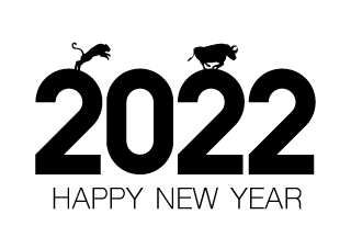 虎と牛の2022年賀状