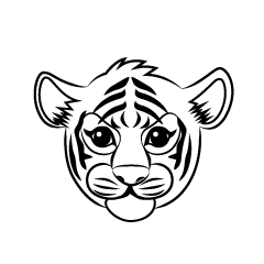 小虎の顔線画