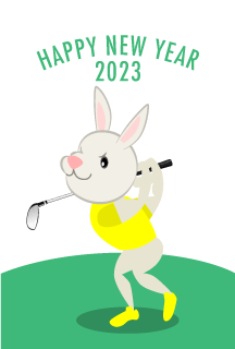 ゴルフプレーヤーのウサギ年賀状