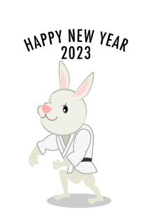 柔道選手のウサギ年賀状