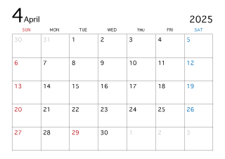 2025年4月カレンダー