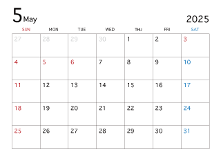 2025年5月カレンダー