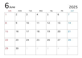 2025年6月カレンダー