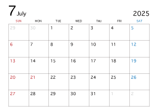 2025年7月カレンダー