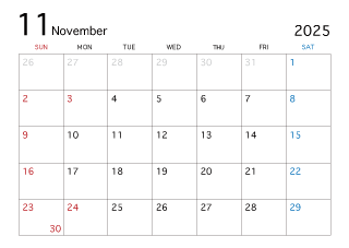 2025年11月カレンダー