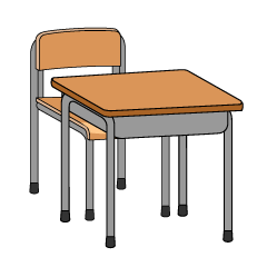 教室椅子と机