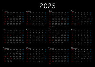 黒色の2023年カレンダー