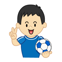 ピースするサッカー少年