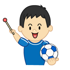 説明するサッカー少年