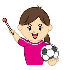 説明する女子サッカー