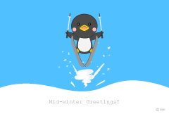 スキーをするペンギン