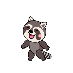 歩くアライグマキャラ