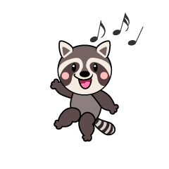 ダンスするアライグマキャラ