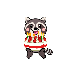 誕生日のアライグマキャラ