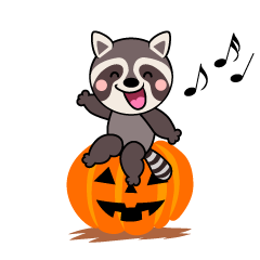 ハロウィンのアライグマキャラ